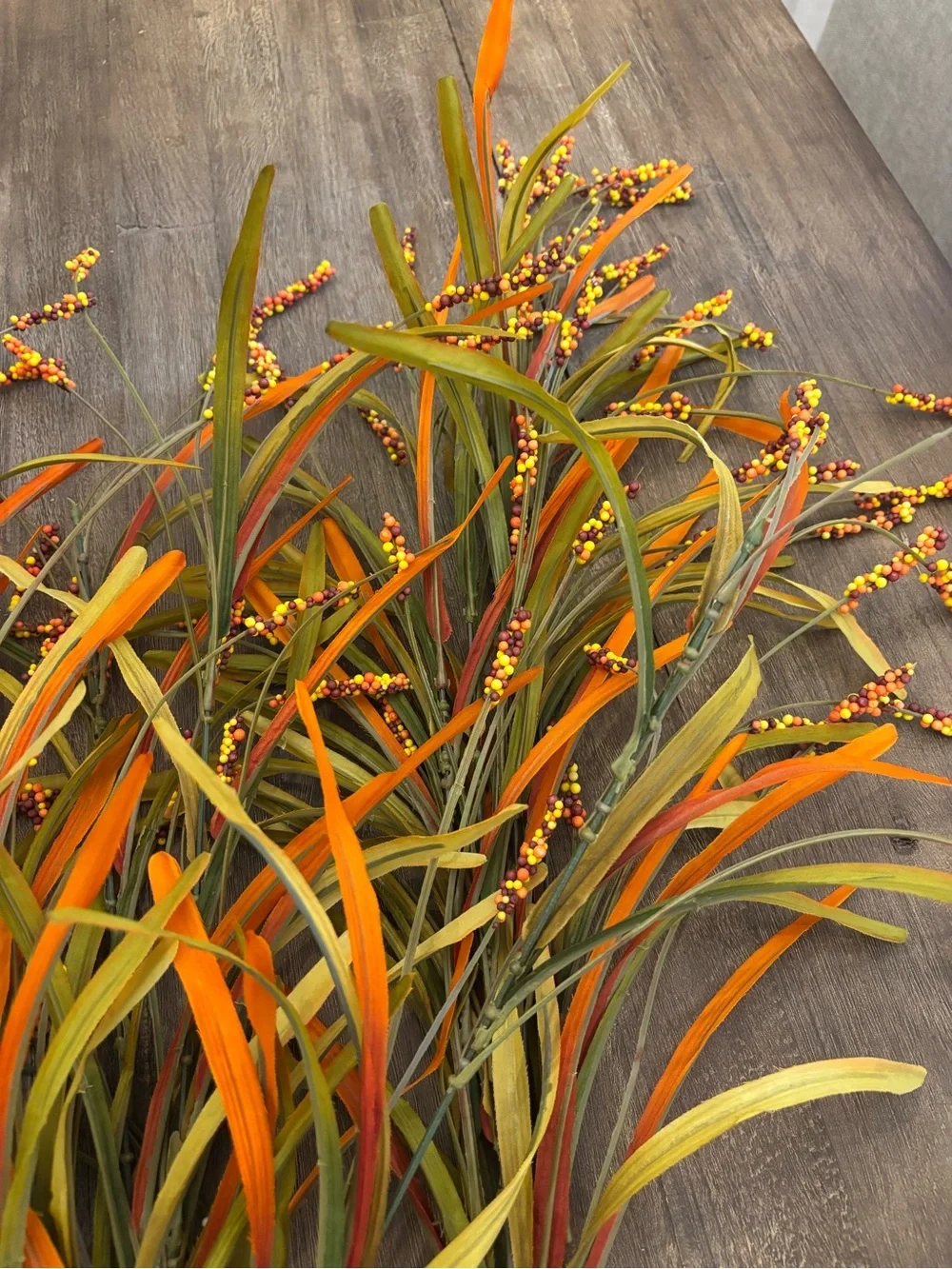 Orange & Green (2) and White (2) Leaf & Berry Bush - Fall Stems